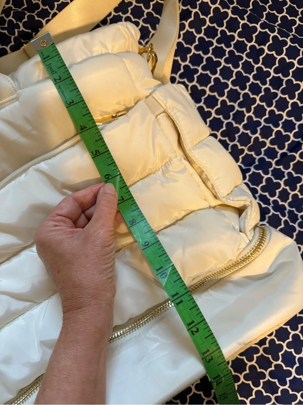 Padded Cream Baby Bag Tote with Dual Handles and Shoulder Strap